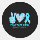 Search for peace love cure stickers Diabetes