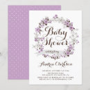 Search for purple baby shower invitations Floral wreath