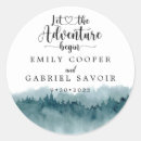 Search for green tree wedding stickers Mountain