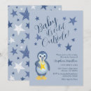 Search for penguin baby shower invitations Blue
