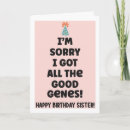 Search for sister birthday cards Humour