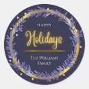 Search for blue floral wreath stickers Merry christmas