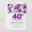 Search for purple and silver birthday invitations For her