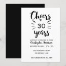 Search for cheers to 30 years invitations Black and white