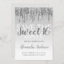 Search for silver glitter sweet 16 invitations Sparkle