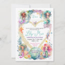 Search for mermaid 2nd birthday invitations Gold