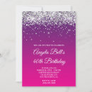 Search for pink purple silver birthday invitations Glam