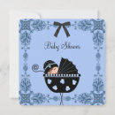 Search for damask baby boy shower invitations Black