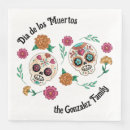 Search for day of dead napkins Sugar skulls