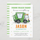 Search for trash truck birthday invitations Green