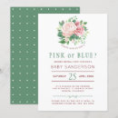 Search for green gender reveal invitations Pink or blue