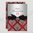 Search for black red silver birthday invitations Bow