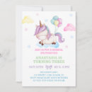 Search for unicorn 3rd birthday invitations Whimsical