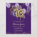 Search for purple gold sweet 16 invitations Calligraphy handwritten font