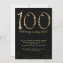 Search for 100 years birthday invitations Gold glitter