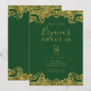 Search for gold green sweet 16 invitations Birthday