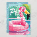 Search for flamingo birthday invitations Pool party birthday