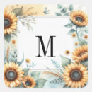 Search for sunflower monogram stickers Watercolor
