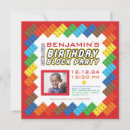 Search for building block invitations Colourful for boys