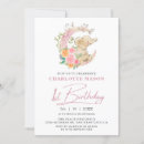 Search for pink elephant 1st birthday invitations Floral