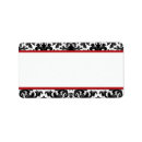 Search for black and white damask return address labels Red
