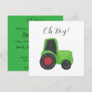 Search for green tractor baby shower invitations Watercolor