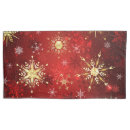Search for snowflake pattern pillowcases Red