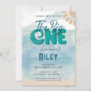Search for the big one surf 1st birthday invitations Retro