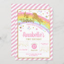 Search for gold unicorn birthday invitations Rainbow