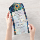 Search for gold peacock invitations Aqua