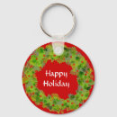 Search for happy holidays key rings Holly