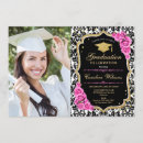 Search for pink black graduation invitations Picture