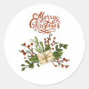 Search for green holly leaves red berries stickers Watercolor