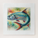 Search for fishing puzzles Watercolor