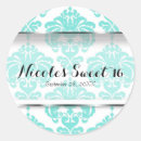 Search for aqua damask stickers Birthday