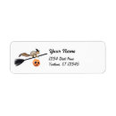 Search for flying witch return address labels Halloween