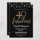 Search for forty and fabulous invitations Black and gold