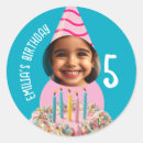 Search for any age birthday party stickers For her
