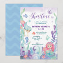Search for mermaid under the sea birthday invitations Cute