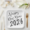 Search for happy new year paper plates Black and white