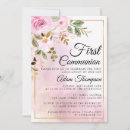 Search for pink and gold first communion invitations Christian