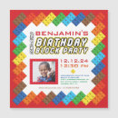 Search for building blocks invitations Colourful for boys