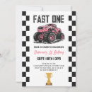 Search for monster 1st birthday invitations Pink
