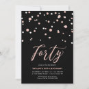 Search for black rose gold 40th birthday invitations Simple
