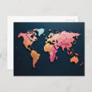 Search for world map postcards Navy blue