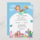 Search for under the sea 1st birthday invitations Pool party
