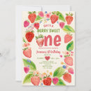 Search for strawberry birthday invitations Watercolor