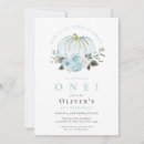 Search for boy pumpkin birthday invitations Blue