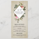 Search for vintage wedding menus Rustic