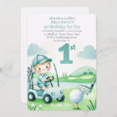Search for golf 1st birthday invitations Watercolor
